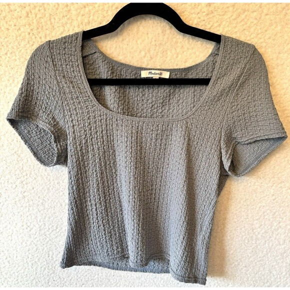 Madewell Shirt Size Large Popcorn Top Teapot Blue Short‎ Sleeve - Picture 2 of 9